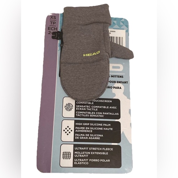Head Kids Child Touchscreen Gloves Size XS Gray NWT – Winter Warm Mittens - Picture 1 of 9